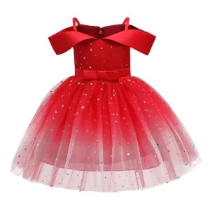 Robe princesse étoilée à épaules dénudées