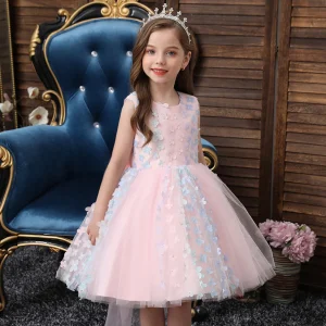 Robe de soirée princesse à motif floral ombré et perles