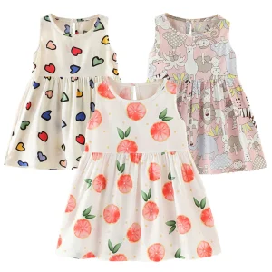Robe d'été sans manches pour bébé fille à motifs imprimés