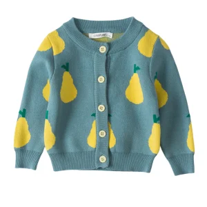 Cardigan tricoté à imprimé fruit poire
