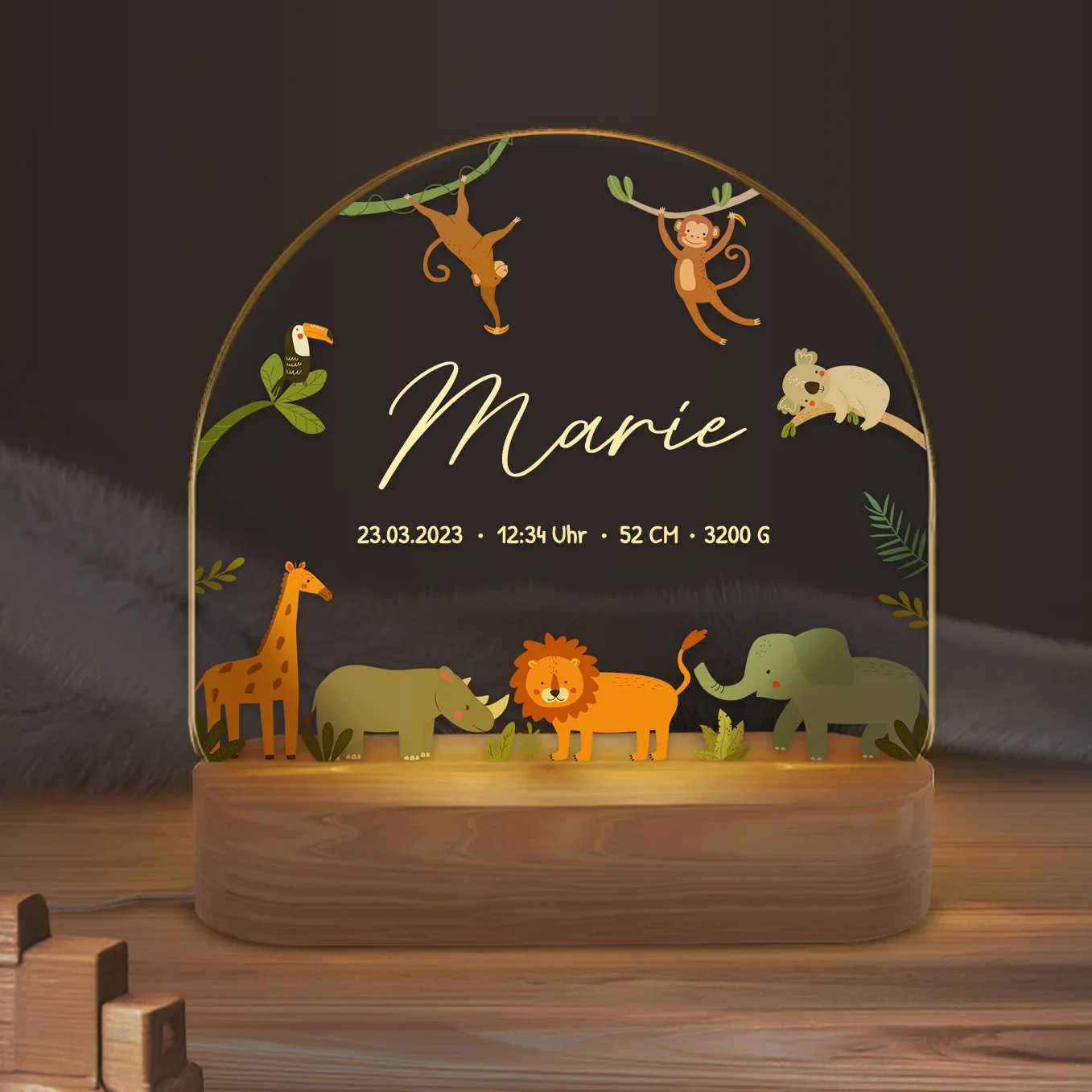 Veilleuse personnalisée "Animaux dans la Jungle" – Image 7