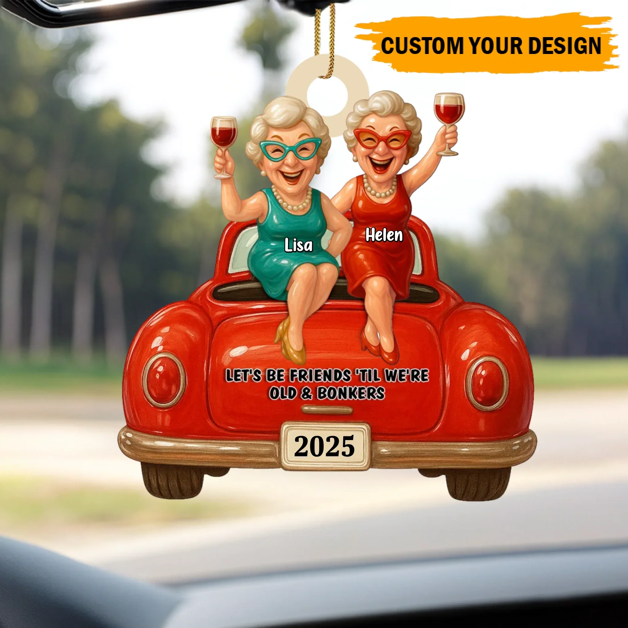 Ornement personnalisé « Cheer With My Bestie » – Amies à personnaliser, prénoms, teints de peau & année d’amitié – Souvenir en bois | Cadeau idéal pour meilleure amie à Noël, anniversaire & fêtes – Image 4