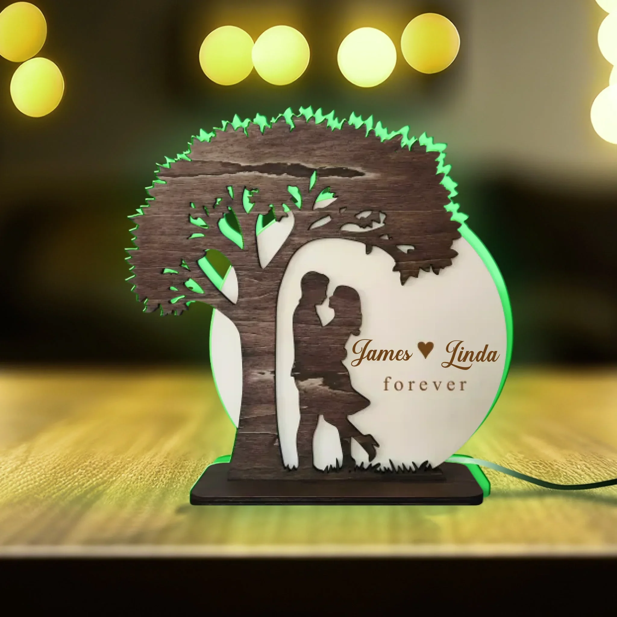 Personalized Couple Custom Shape Night Light Box – Custom Names LED Light Keepsake | Romantic Valentine’s Day Gift for Couples, Wedding, Anniversary & Home Décor – Image 3