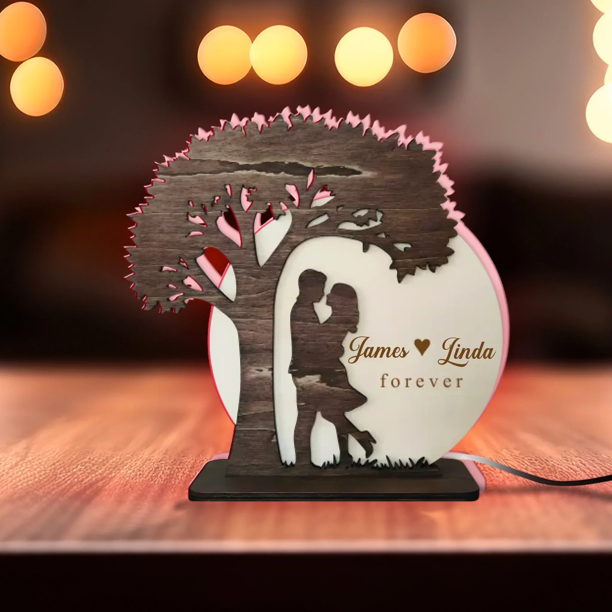 Personalized Couple Custom Shape Night Light Box – Custom Names LED Light Keepsake | Romantic Valentine’s Day Gift for Couples, Wedding, Anniversary & Home Décor – Image 4