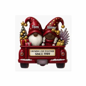 Autocollant personnalisé couple de nains – Cadeau de Noël personnalisé pour mari et femme, autocollant pour voiture « Vieillir ensemble depuis… », jolie décoration de Noël