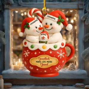 Ornement Acrylique Personnalisé Mamie & Papi – Cadeau de Noël Personnalisé : Les Petits-Enfants Rendent la Vie Plus Belle