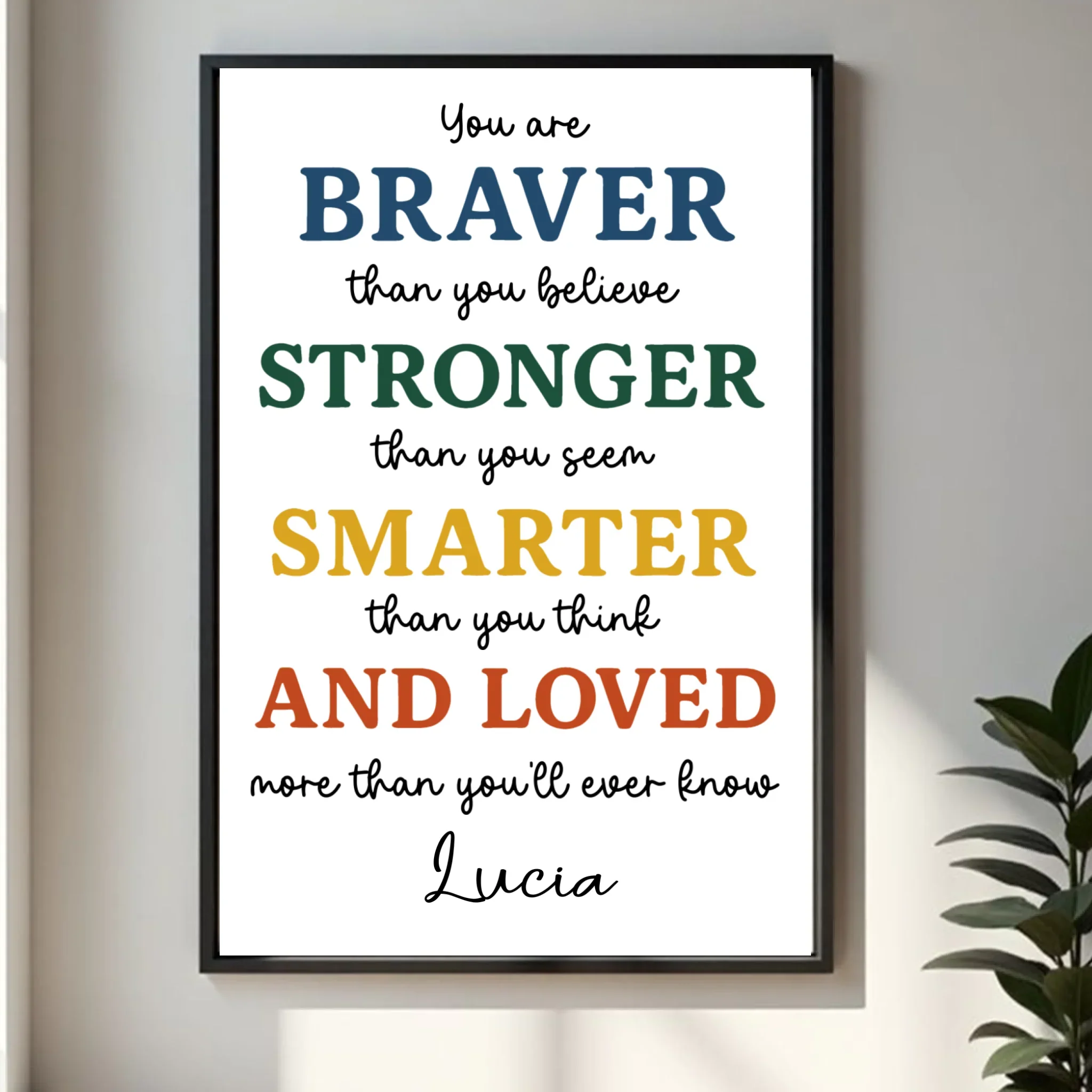 Affiche de motivation personnalisée – « Vous êtes plus courageux que vous ne le croyez », cadeau inspirant pour enfants, adolescents et proches – Image 2