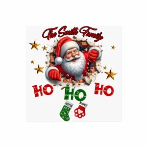 Autocollant personnalisé Père Noël famille - Sticker de Noël personnalisé pour la décoration des fêtes