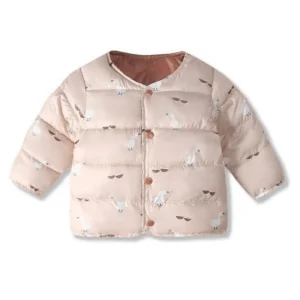 Parka d'hiver pour bébé à motif canard rose