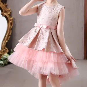 Robe de soirée élégante à dos long et broderie en relief