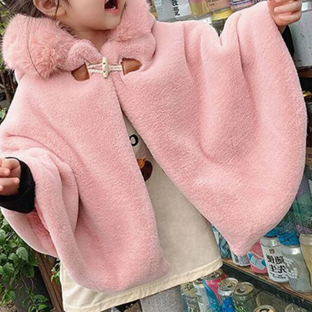 Cape courte à capuche avec col en fausse fourrure – Image 4