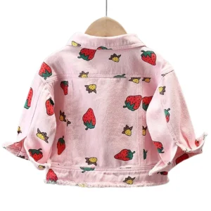 Veste en jean à imprimé fraises