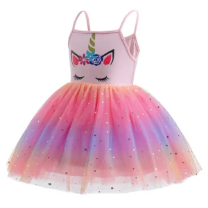 Robe tutu décontractée d'été sans manches motif licorne pour bébé