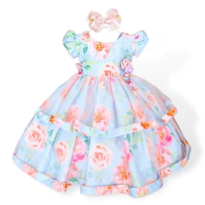 Robe fleurie en dentelle plissée