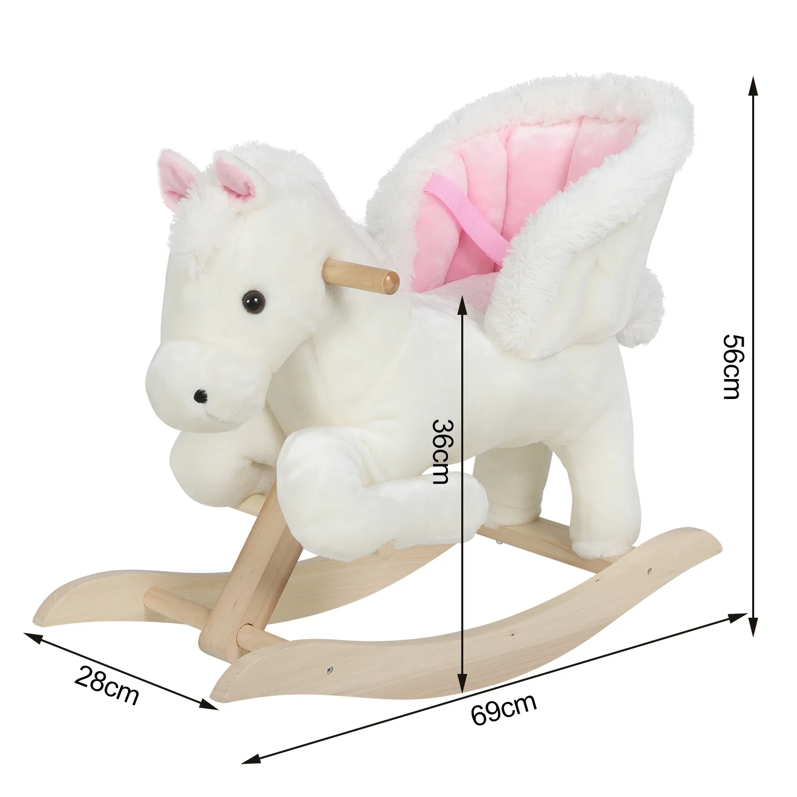 Animal à bascule en peluche de luxe pour tout-petits (18-36M) - Siège sécurisé à haut dossier, effets sonores intégrés et base en bois durable – Image 4