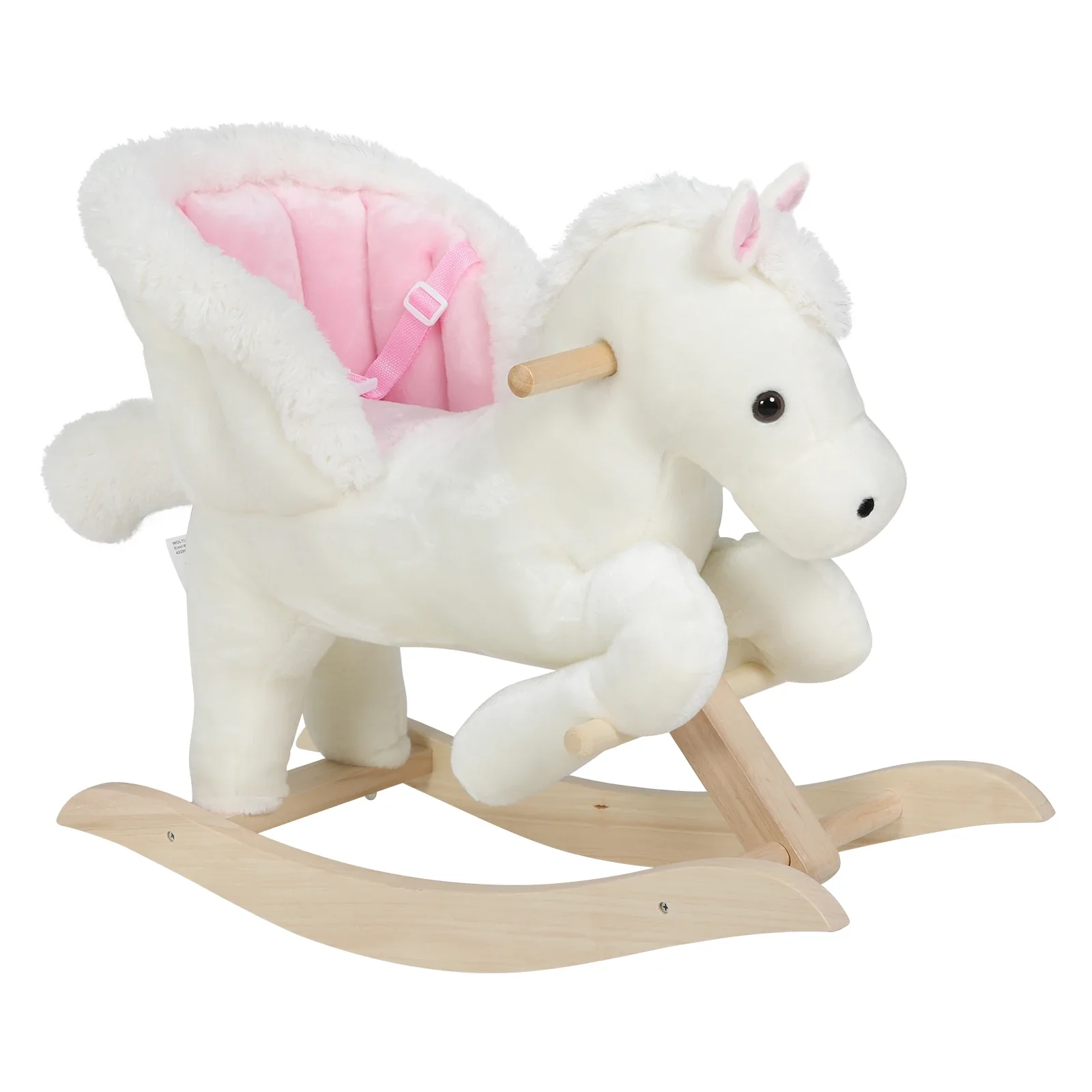 Animal à bascule en peluche de luxe pour tout-petits (18-36M) - Siège sécurisé à haut dossier, effets sonores intégrés et base en bois durable – Image 6