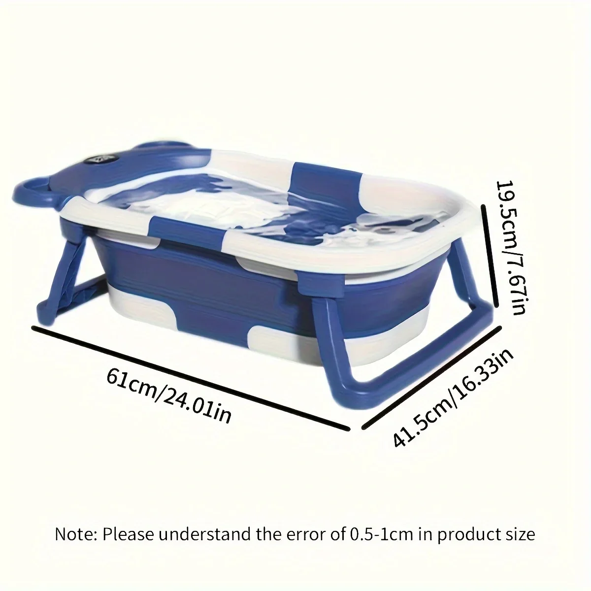 Baignoire bébé portable et pliable avec jauge de température, coussin doux pour nouveau-né et pieds pliables pour un bain sûr et gain de place (0-24 mois) – Image 2