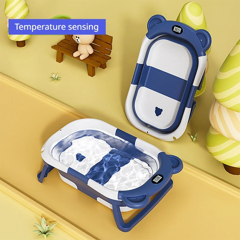 Baignoire bébé portable et pliable avec jauge de température, coussin doux pour nouveau-né et pieds pliables pour un bain sûr et gain de place (0-24 mois) – Image 7