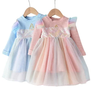 Robe pull en maille tricotée à imprimé princesse licorne