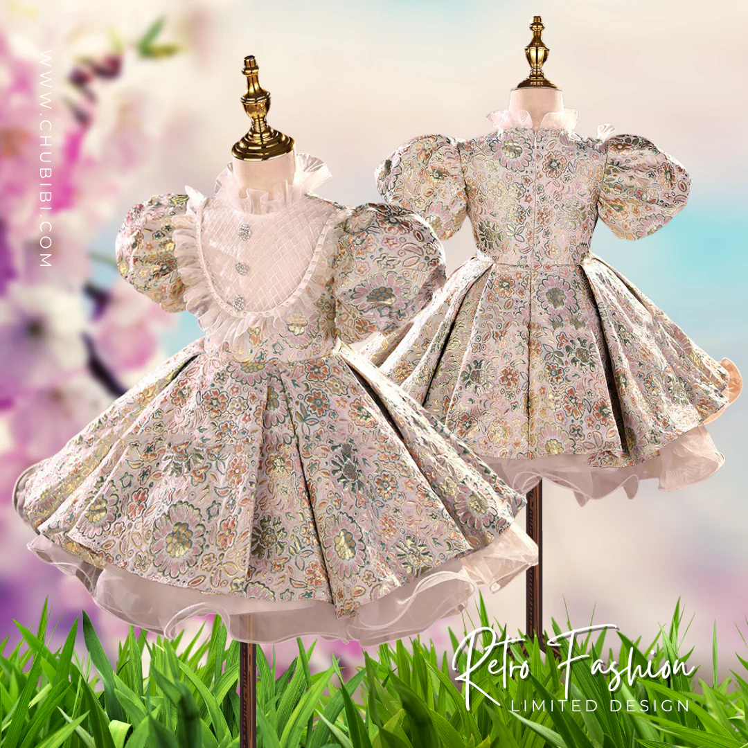 Robe de bal princesse style rétro à manches bouffantes – Image 2