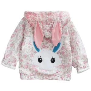 Veste coupe-vent à capuche avec oreilles de lapin florales