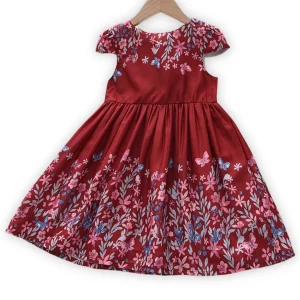 Robe d'été pour fille à imprimé fleurs et papillons