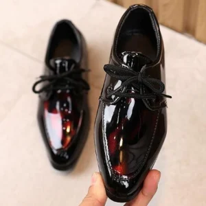 Chaussures de soirée classiques et brillantes en cuir pour garçons