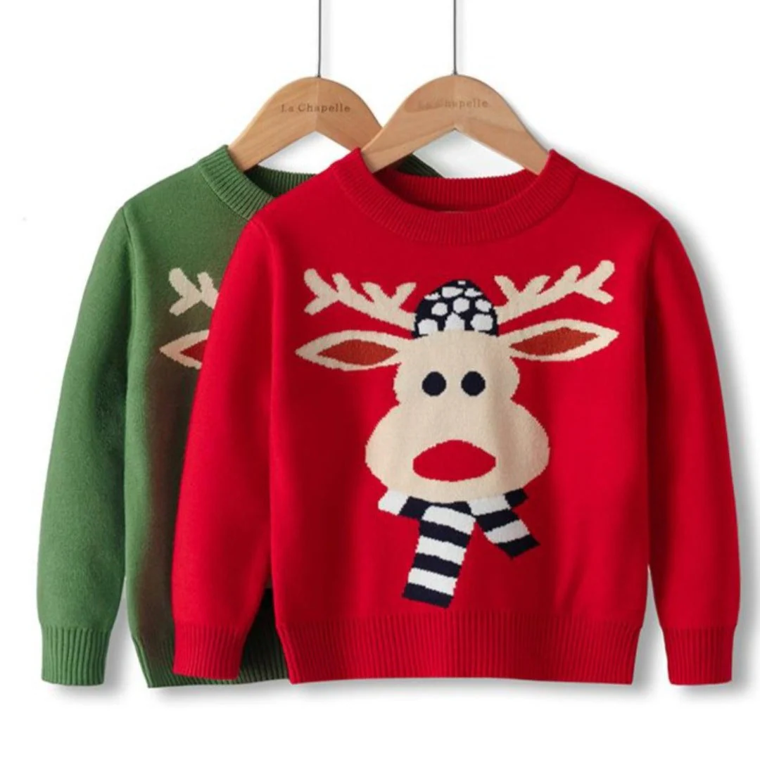 Pull de Noël en tricot avec tête de renne