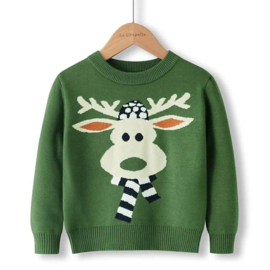 Pull de Noël en tricot avec tête de renne – Image 3