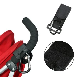 Crochets universels pour poussette (lot de 2), clips premium pour poussette avec mousqueton et sangle en cuir, grande capacité de charge pour organiseur de poussette adapté aux sacs de courses et à couches