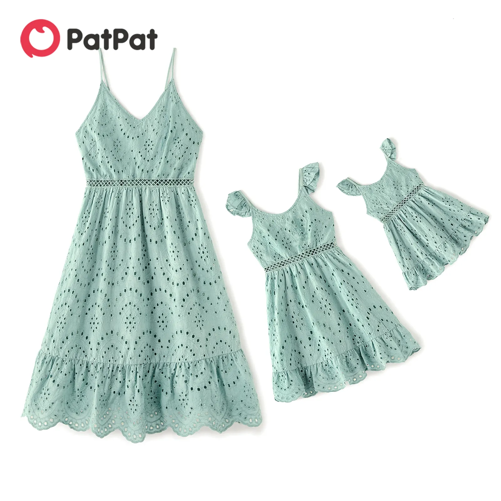 Robes en coton à col en V assorties pour maman et fille – Image 2