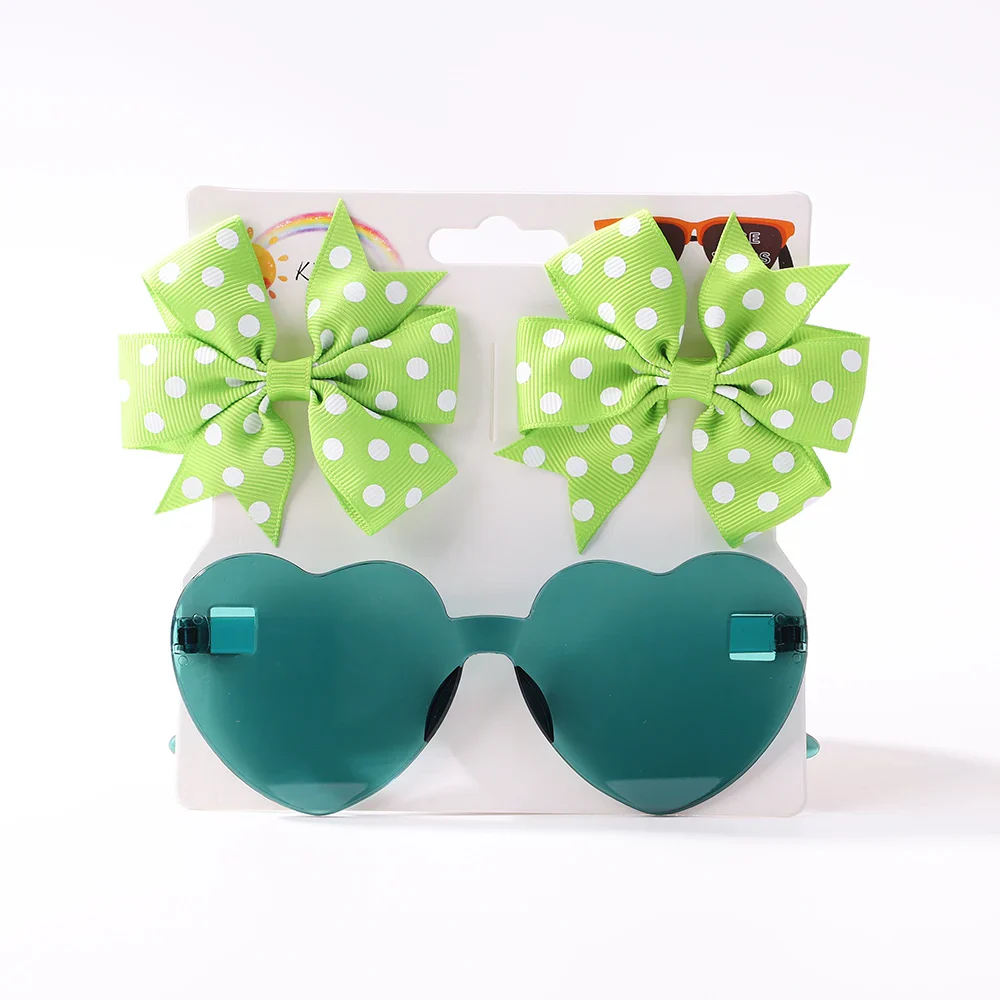 Ensemble d'épingles à cheveux pour enfants : jolies lunettes de soleil à pois et cœurs – Image 7