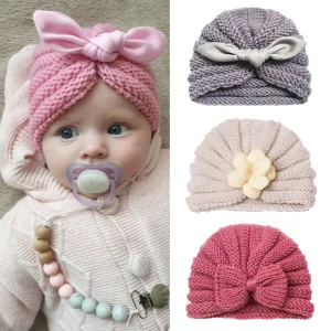 Bonnet bébé tricoté couleur bonbon : bonnet d'hiver pour filles et garçons