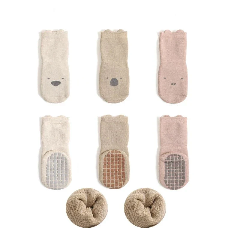 3 paires de chaussettes d'hiver antidérapantes pour bébé avec motif dessin animé – Image 6