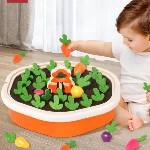 Jouet à tirer en forme de carotte : ensemble de jouets éducatifs colorés pour l'apprentissage des enfants