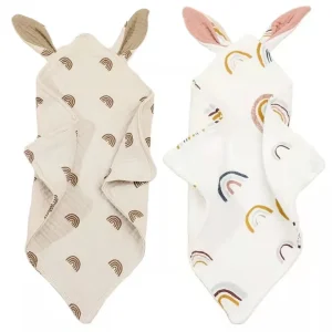 Doudou lapin en coton : couverture apaisante pour nouveau-né