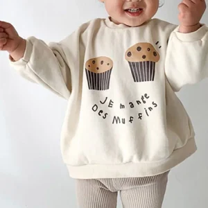 Sweat à capuche pour enfants à motif gâteau : mode d'automne