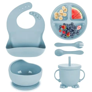 Coffret de 6 couverts en silicone pour bébé : vaisselle et ustensiles pour enfants