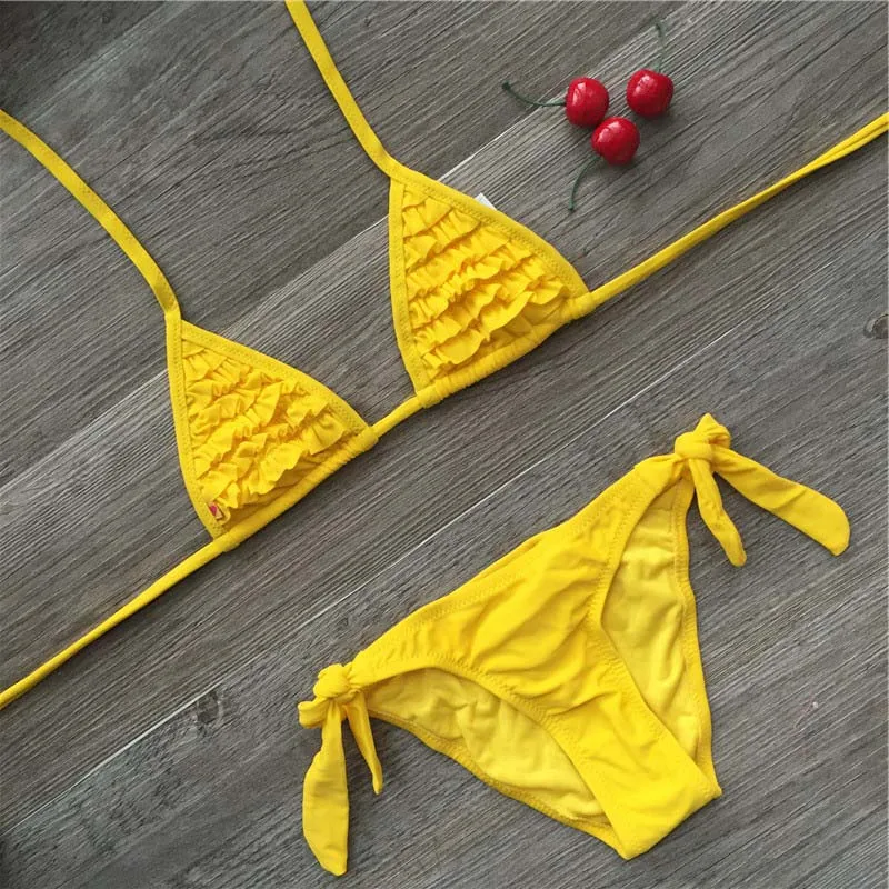 Maillots de bain d'été pour filles : bikini Falbala uni pour 8 à 14 ans – Image 7