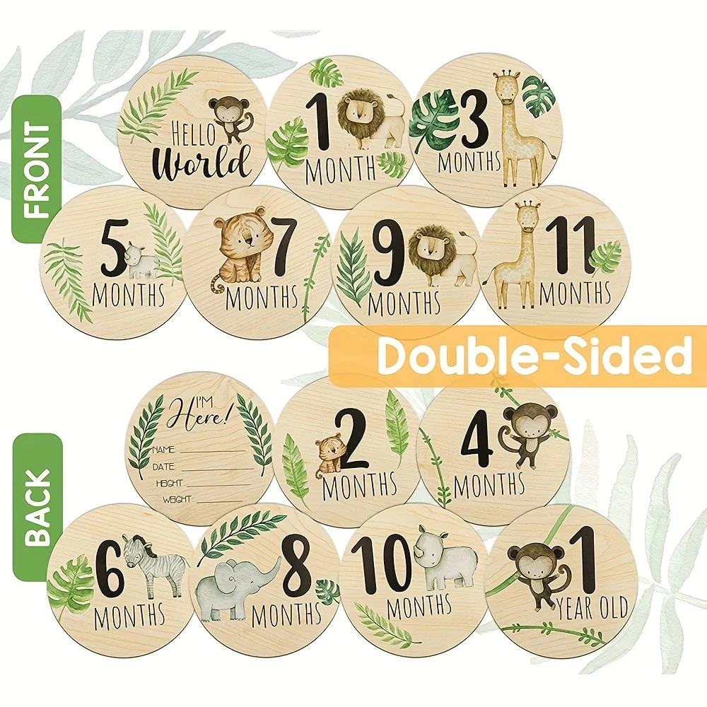 Cartes mensuelles en bois pour bébé - Ensemble de 7 pièces – Image 7