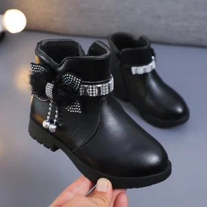 Bottes mi-longues en cuir confortables pour enfants élégants