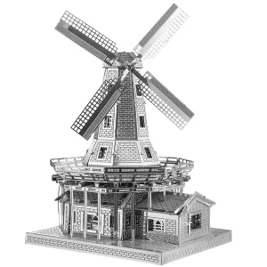 Puzzle 3D en métal | Moulin à vent hollandais | Jouets éducatifs