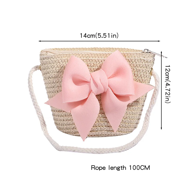 Sac bandoulière en paille avec nœud princesse pour bébé fille – Image 6