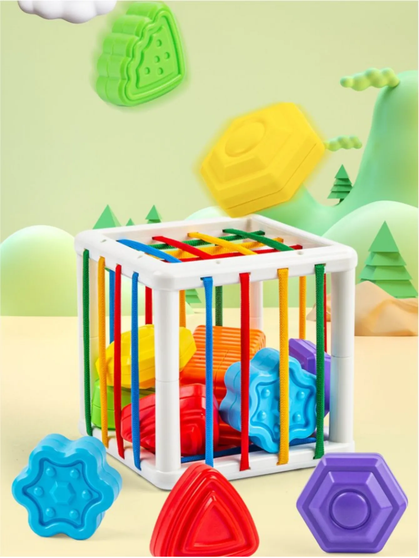 Divertissement éducatif : Jouet cube trieur de formes pour bébé – Image 2