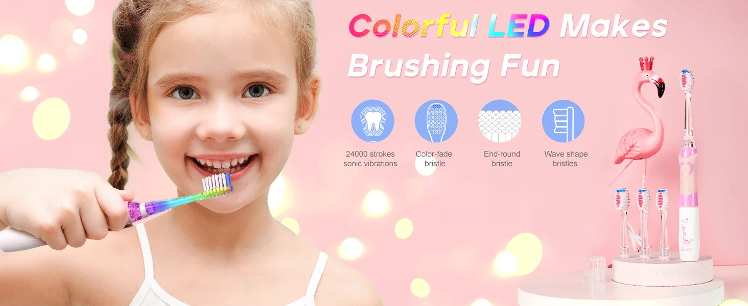 Brosse à dents électrique pour enfants 1LoveBaby avec LED et poils souples – Image 9
