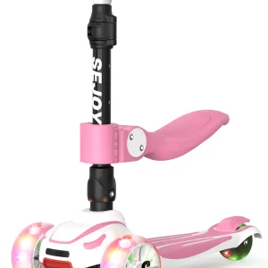 Trottinette pour enfants 3-en-1 pliable avec siège, hauteur réglable, roues lumineuses LED et technologie de direction par inclinaison pour tout-petits et enfants (charge maximale 50 kg)