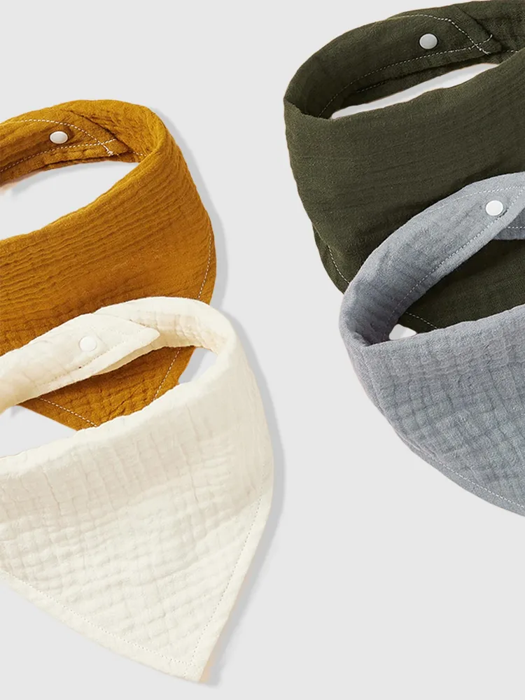 Bavoirs en coton bio : lot de 4 bavoirs super absorbants pour bébés – Image 2