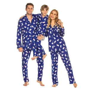 Pyjama familial assorti parent-enfant avec chemise boutonnée et pantalon