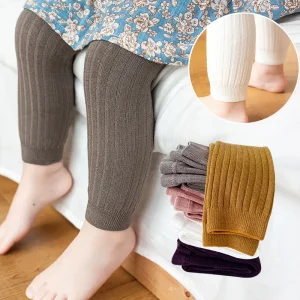 Leggings chauds pour bébé - Pantalons en coton couleur unie printemps/automne pour enfants