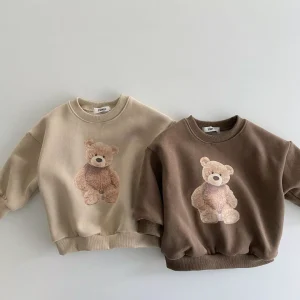 T-shirts à motifs de dessins animés : sweats à capuche confortables pour enfants pour l'automne/hiver